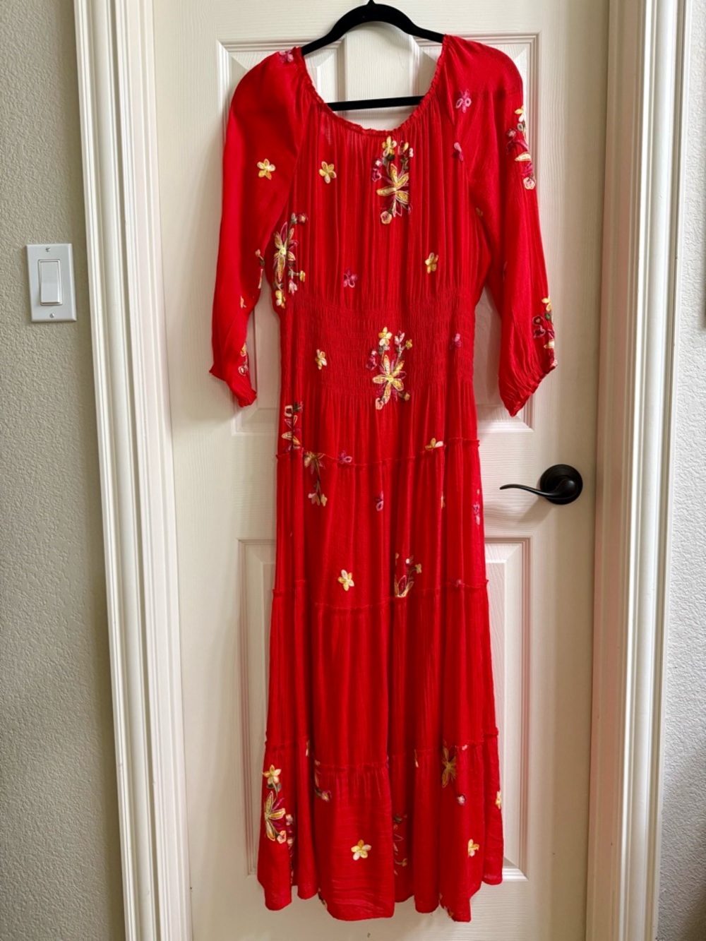 Fig and Flower Red Floral Embroidered Women's Dress - Picture 2 of 3